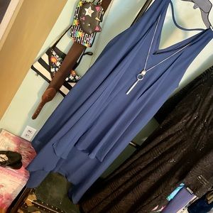 NWT Flowy, sleeveless chiffon midi dress with attached necklace